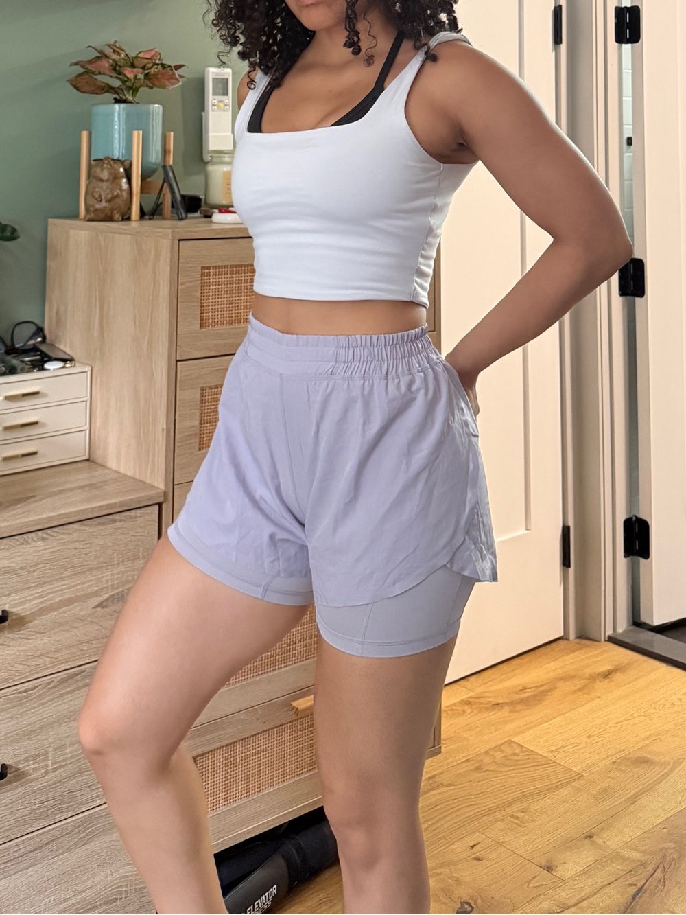 Buffbunny Light Purple Double-Layer Running Shorts